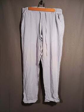 Sincerely Jules Medium Linen Blend Light Blue Lagenlook Beachy Pants